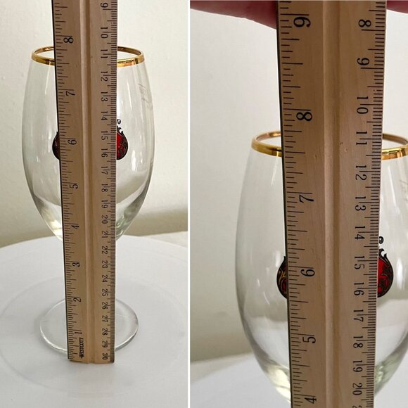 Stella Artois Beer Glass 8" Tall With Gold Rim Belgium Design For Collectors - Picture 9 of 13